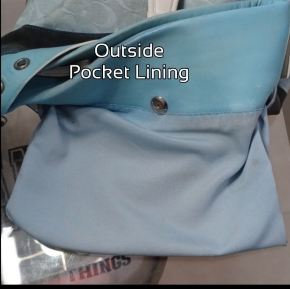 ALMOST VINTAGE COACH COACH BLUE WAVE PATCHWORK BAG - Picture 16 of 17